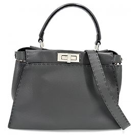 Fendi Peekaboo Leather Handbag Brown