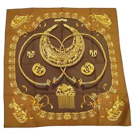 Hermès Hermes Carré 90 Seta multicolore 90 x 90 Marrone