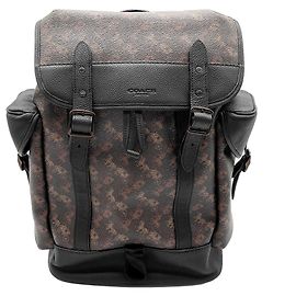 Coach Hitch Backpack Black and Brown Leather Brown Black