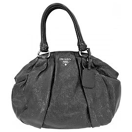 Prada Black Leather Tote Bag Black