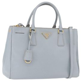 PRADA Handtasche Saffiano 2way Hellblau Gold Auth 190596V Golden Hellblau