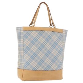 BURBERRY Nova Check Tote Bag Canvas Light Blue Beige Auth 190551 Beige Light blue