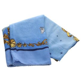 Hermès Écharpe HERMES Carre 140 en cachemire bleu Authentique ar13996M Bleu