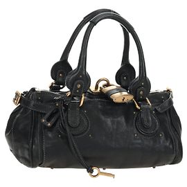 Chloé Chloe Paddington Handtasche Leder Schwarz Gold Silber Authentisch am12013SAM Schwarz Silber Golden