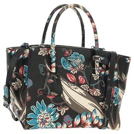PRADA Hand Bag Safiano Leather 2way Multicolor Silver Auth 188781M Silvery Multiple colors