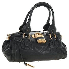 Chloé Chloe Paddington Handtasche Leder Schwarz Gold Silber Authentisch am12037V Schwarz Silber Golden
