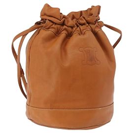 Céline Sac à cordon CELINE Triomphe en cuir marron Auth 190563 Marron