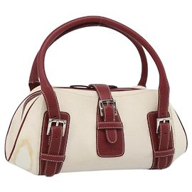 Bolsa de mão LOEWE Canvas Bege Prata Auth bs35772 Prata Bege