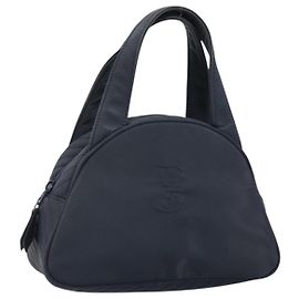 SAINT LAURENT Handtasche Nylon Navy Silber Auth mr2565 Silber Marineblau
