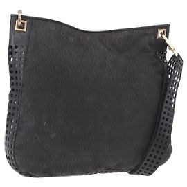 Bolsa de Ombro BOTTEGA VENETA em lona Preto e Ouro Auth bs35947 Preto Dourado
