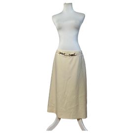 Céline Vintage Celine Cotton Blend Skirt Cream L Beige
