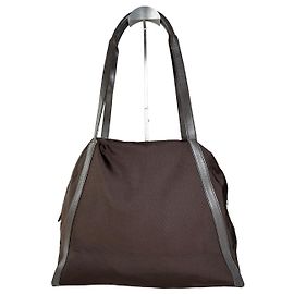 Sac cabas en nylon vintage Gucci Marron Argent Marron