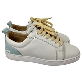 Baskets Fun Louis Junior Christian Louboutin Blanc Bleu clair