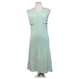Céline Vintage Celine Viskose-Midikleid Hellmintgrün M Roh