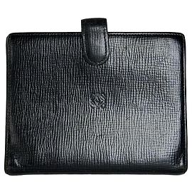 Vintage Loewe Leather Card Holder Black Gold-tone Black