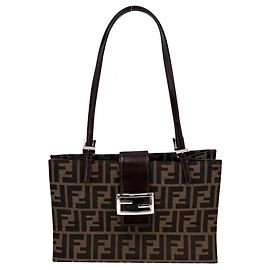 Bolsa Tote Fendi em lona marrom e couro Marrom