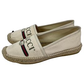 Gucci Beige Canvas Espadrilles with GG Logo Beige