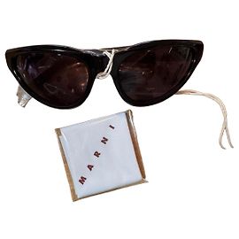 Óculos de sol Marni Mavericks Black pretos em nylon lentes castanhas Preto