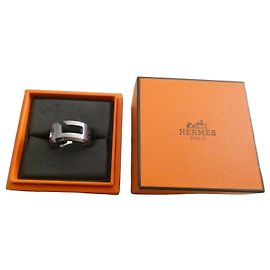 Hermès Ring aus gebürstetem silberfarbenem Stahl für Herren Größe 60 Silber