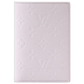 Porta-passaporte Monogram Empreinte Louis Vuitton Rosa Branco