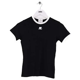 T-shirt in cotone nera Courreges Nero
