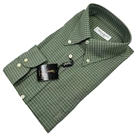 Yves Saint Laurent Chemise pour homme à carreaux verts vintage Taille 42/16.5 Vert