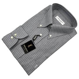 Yves Saint Laurent Chemise pour homme à carreaux gris vintage Taille 42/16,5 Gris