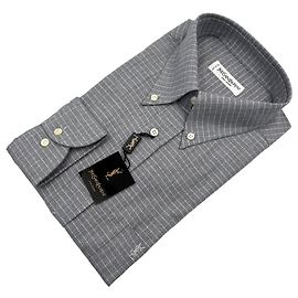 Yves Saint Laurent Camicia da uomo a quadri grigi vintage Taglia 42/16,5 Grigio