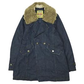Autre Marque Abrigo vaquero de corte evasé con cuello de pelo Hysteric Glamour Azul Otro