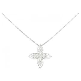 Autre Marque Platin-Diamant-Blumenhalskette Silber