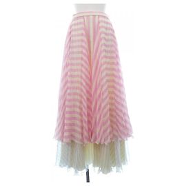 Falda de seda Louis Vuitton Rosa Blanco Azul