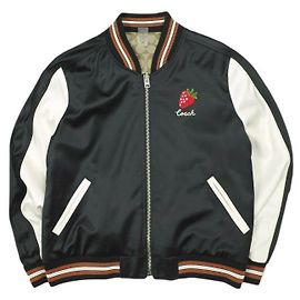 Coach Reversible Souvenir Jacket Satin Outerwear Black White