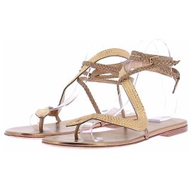 Dior Gold Leather Sandals Size 38 Golden