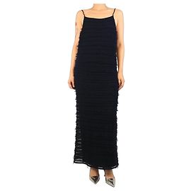 Autre Marque Robe midi en filet bleu marine - taille L Bleu Marine
