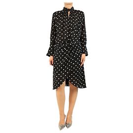 Nina Ricci Robe midi à pois noirs et blancs - taille UK 8 Noir
