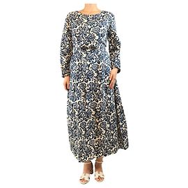 Autre Marque Robe midi imprimée bleu et écru - taille UK 18 Écru