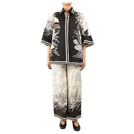 Elie Saab Conjunto de camisa y pantalón estampado blanco - talla UK 8 Otro