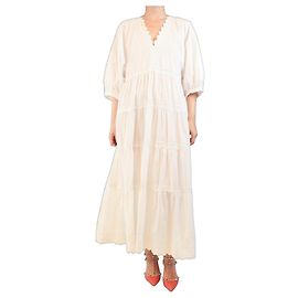 Juliet Dunn Robe blanche à volants brodée - taille 1 Blanc