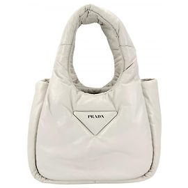 Prada Triangle Logo Padded Mini Handbag White