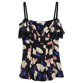 Top con borde de encaje floral de Prada Resort 2008 Negro