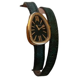 Relógio Bulgari Serpenti em Ouro Rosa 18K com bracelete de couro verde Verde Gold hardware