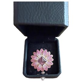 Autre Marque Bague Fleur en Or , Saphirs Roses, diamants et Améthyste Rose Doré Violet