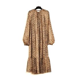 Celine 2020s Robe Leopard FR38 Hedi Slimane Vestido de Muslina de Seda UK10 US8 Céline Estampa de leopardo