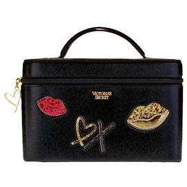Autre Marque Victoria's Secret Black Leather Cosmetic Case Black