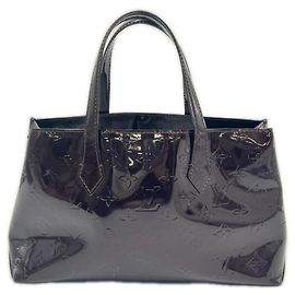 Louis Vuitton Monogram Vernis Wilshire PM Handbag Dark red