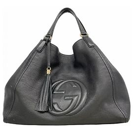 Borsa tote Gucci Soho in pelle nera Nero