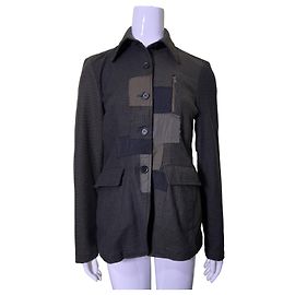 Autre Marque Ivan Grundahl Jaqueta de Lã Patchwork Verde Cinza Cinza antracite