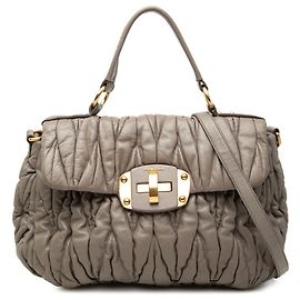 Bolsa satchel Miu Miu em napa matelassê marrom Marrom Taupe