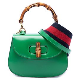 Bolsa de alça Gucci Green Mini em couro de bezerro 1947 Bamboo Verde