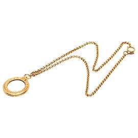 Collier pendentif loupe Chanel Gold CC plaqué or Doré